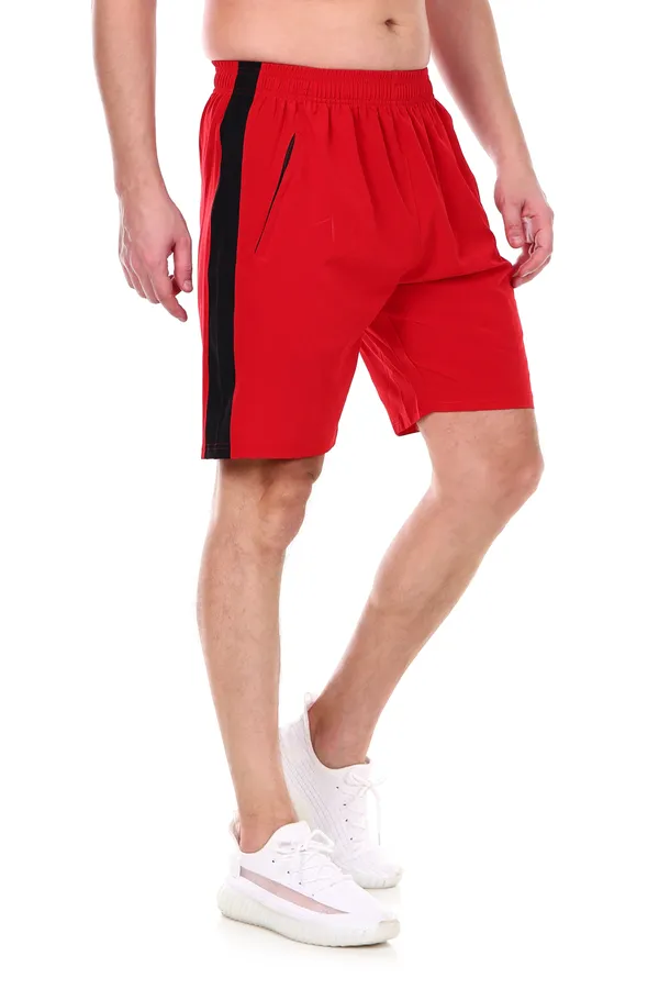 HYPE_BORN_Red_&_Black_Printed_Light_Weight_Shorts_with_Side_Stripe