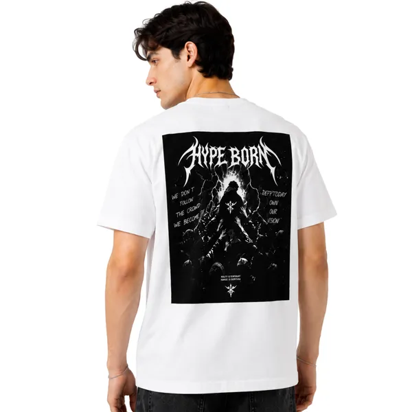 HYPE_BORN_White_Streetwear_Printed_Cotton_Round_Neck_T-Shirt