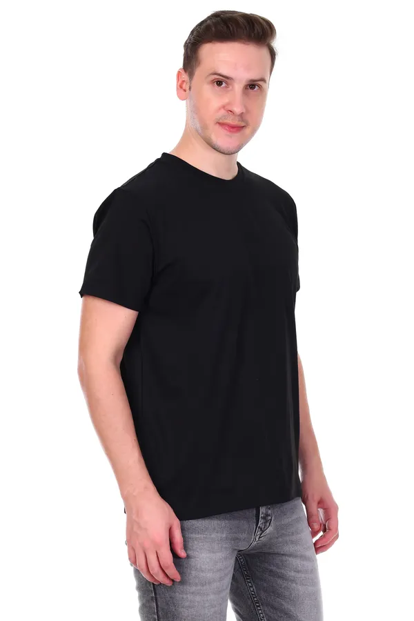 HYPE_BORN_Black_Casual_Solid_Cotton_Round_Neck_T-Shirt