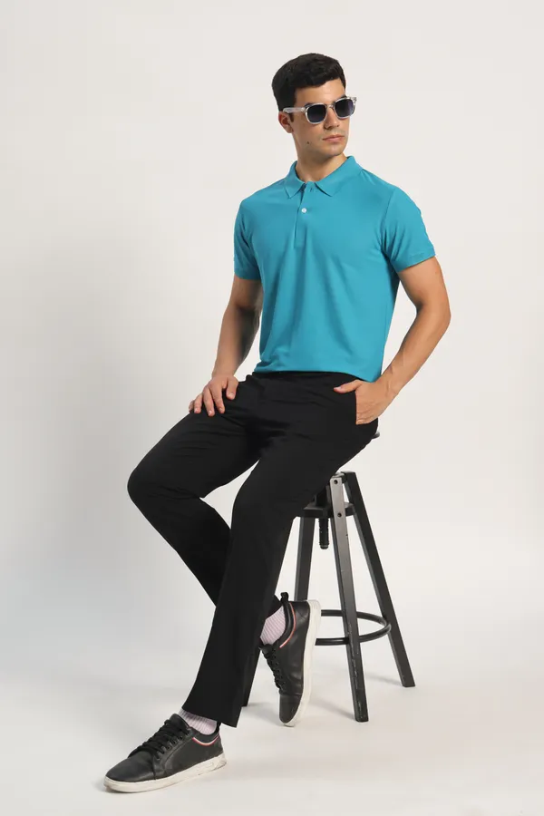 HYPE_BORN_Aqua_Blue_Solid_Regular_Fit_Polo_T-Shirt