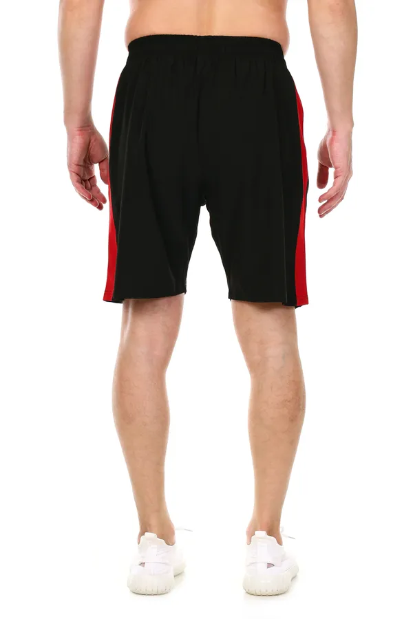 HYPE_BORN_Black_&_RedTypography_Printed_On_Hem_Light_Weight_Shorts_with_Side_Stripe