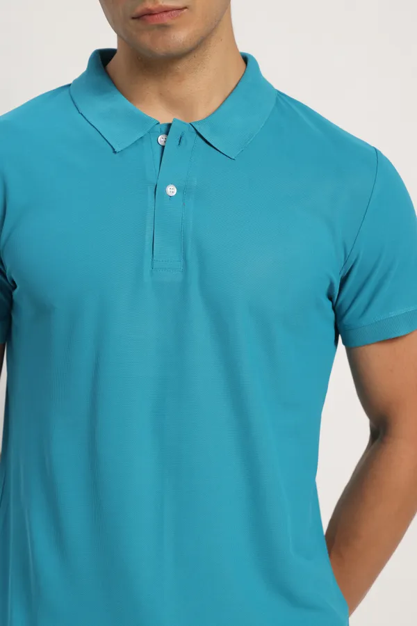 HYPE_BORN_Aqua_Blue_Solid_Regular_Fit_Polo_T-Shirt