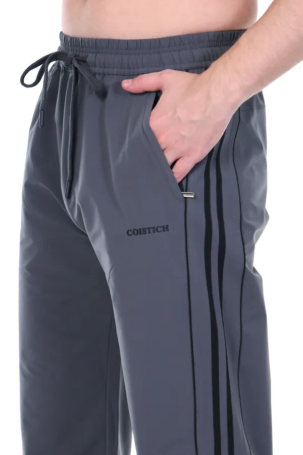 COISTICH_Charcoal_Grey_Urban_Dual_Striped_Loose_Fit_Track_Pants