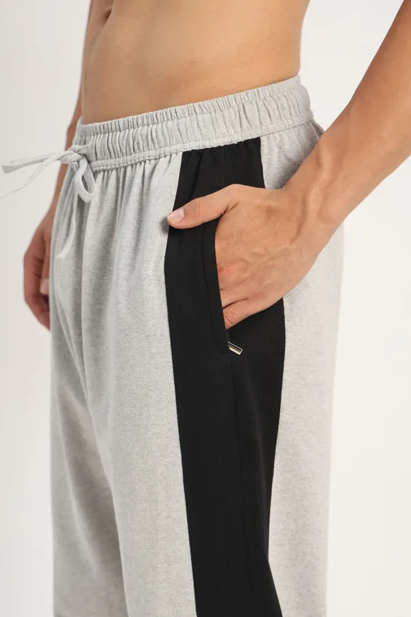 HYPE_BORN__Grey_Melange_&_Black_Color_Block_Sweatpants_with_Elastic_Cuffed_Hem