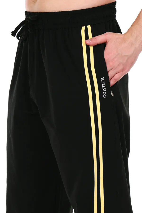 COISTICH_Black_&_Yellow_Dual_Stripe_Relaxed_Fit_Track_Pants