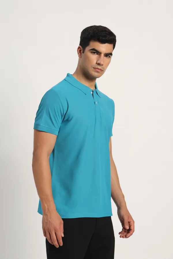 HYPE_BORN_Aqua_Blue_Solid_Regular_Fit_Polo_T-Shirt