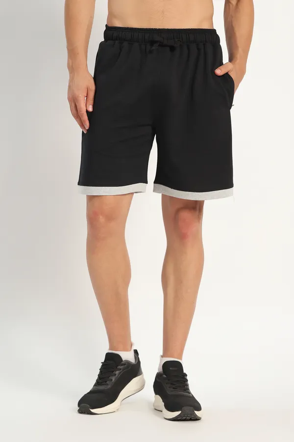 HYPE_BORN_Black_Cotton_Casual_Shorts_with_Contrast_Folded_Hem