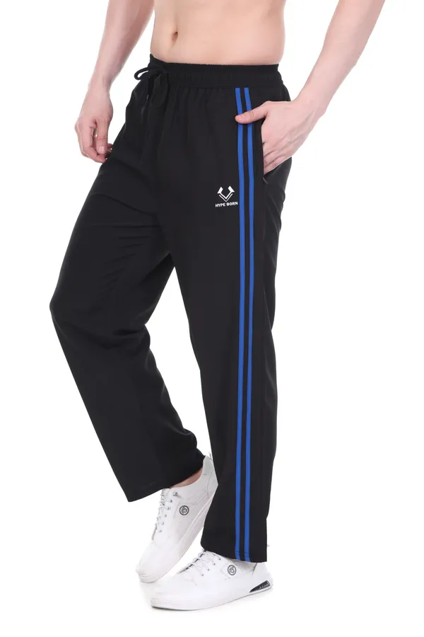 HYPE_BORN_Black_&_Royal_Blue_Lightweight_Regular_Fit_Track_Pants_with_Side_Stripes_&_Drawstring_Waist