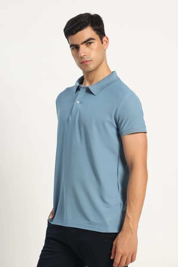 HYPE_BORN_Steel_Blue_Solid_Regular_Fit_Polo_T-Shirt