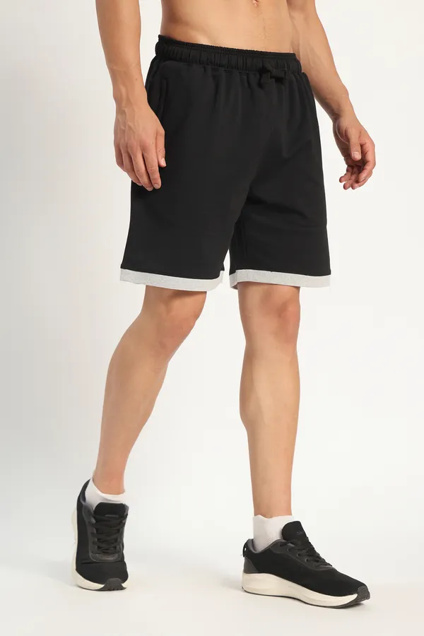 HYPE_BORN_Black_Cotton_Casual_Shorts_with_Contrast_Folded_Hem