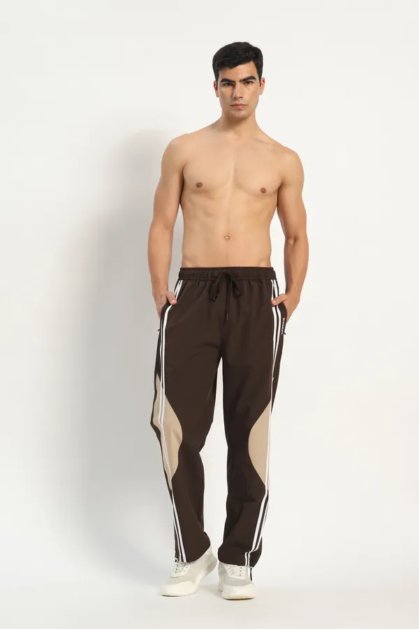 COISTICH_Brown_Color_Block_Track_Pants_with_2_Side_Stripes_&_Adjustable_Anklet_Closure