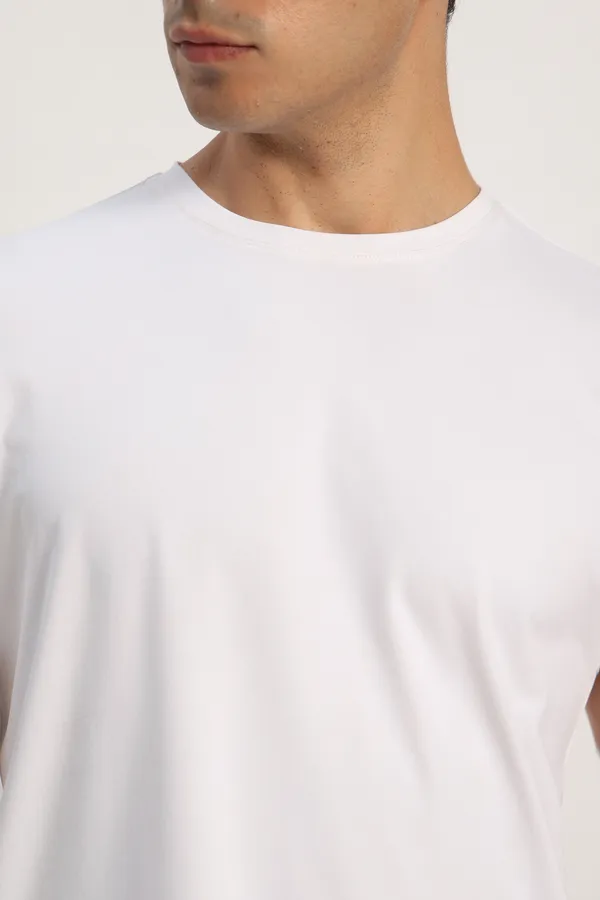 HYPE_BORN_White_Casual_Solid_Cotton_Round_Neck_T_Shirt
