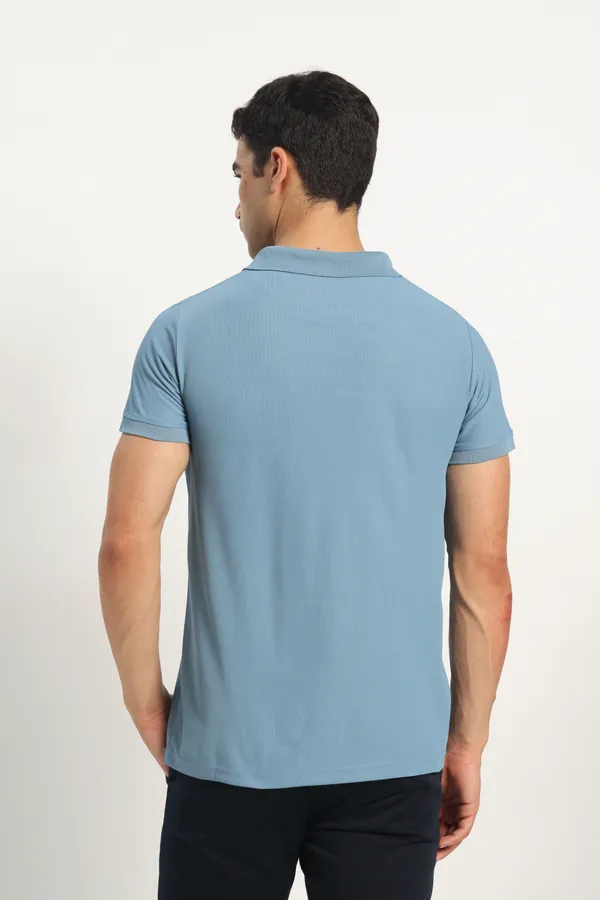 HYPE_BORN_Steel_Blue_Solid_Regular_Fit_Polo_T-Shirt
