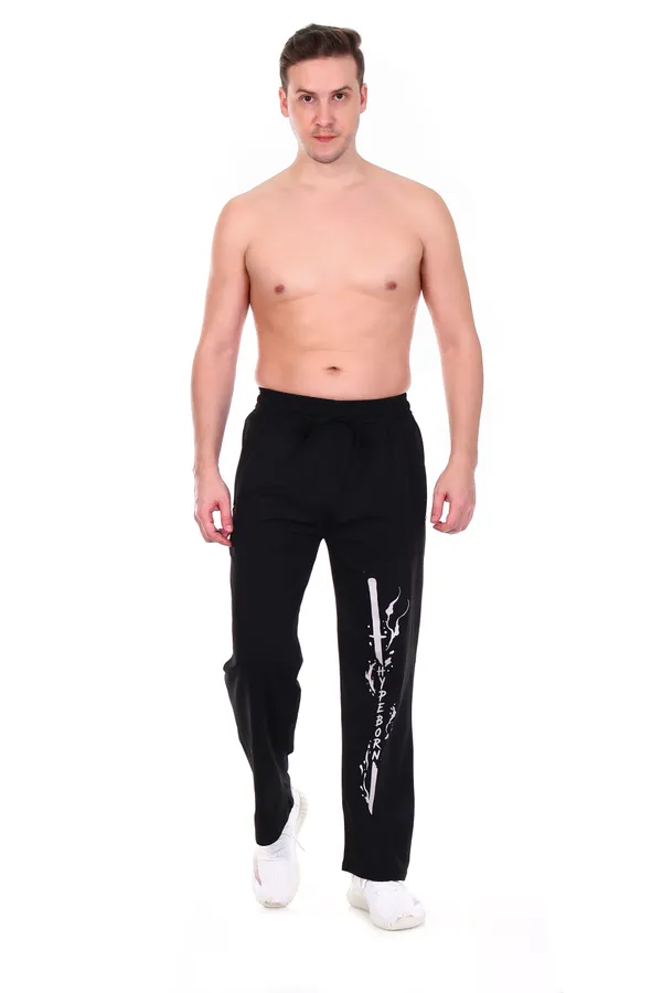 HYPE_BORN_Black_Loose_Fit_Jogger_With_Sword_Print