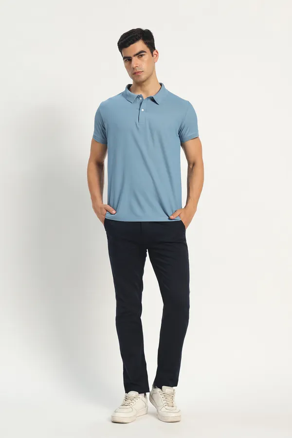 HYPE_BORN_Steel_Blue_Solid_Regular_Fit_Polo_T-Shirt