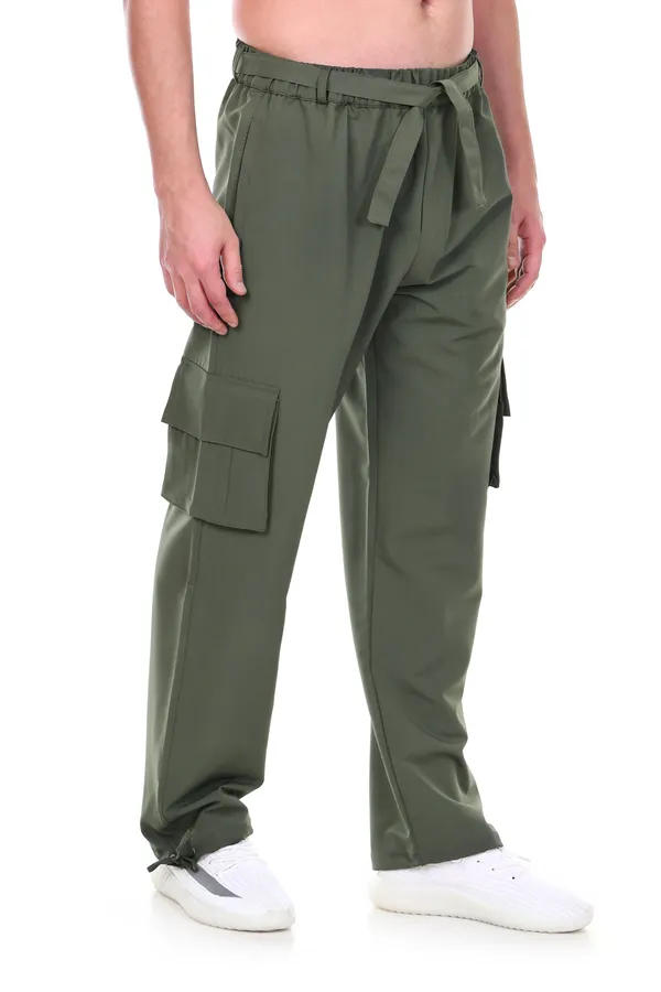COISTICH_Olive_Urban_Relaxed_Fit_Cargo_Pants_With_Detachable_Belt_&_Adjustable_Anklet