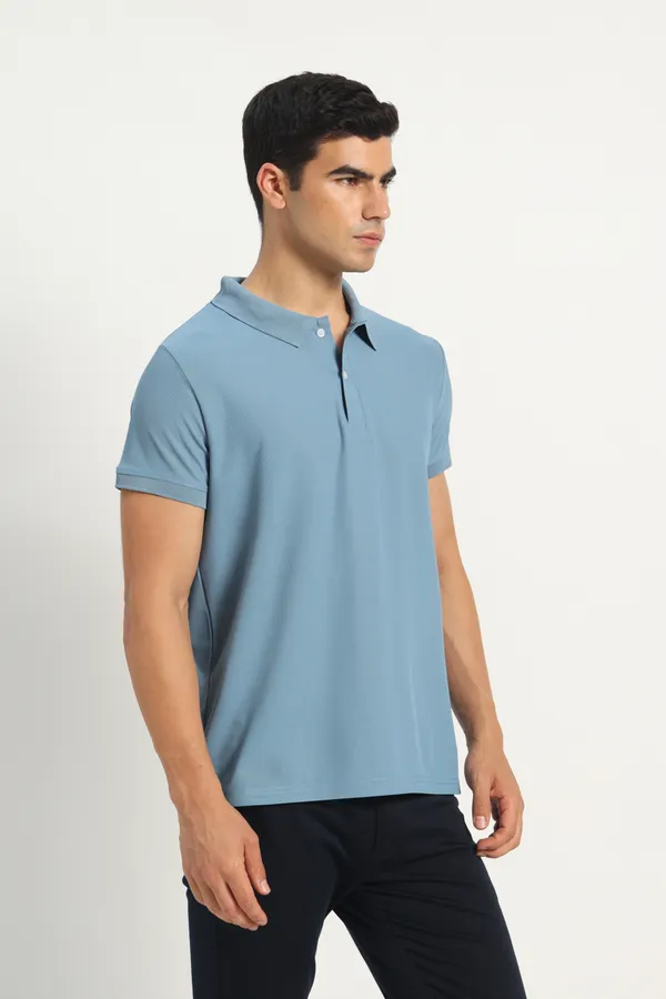 HYPE_BORN_Steel_Blue_Solid_Regular_Fit_Polo_T-Shirt