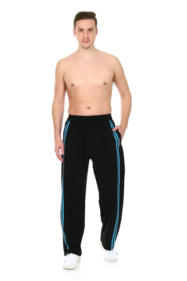 COISTICH_Black_&_Sky_Blue_Dual_Stripe_Relaxed_Fit_Track_Pants