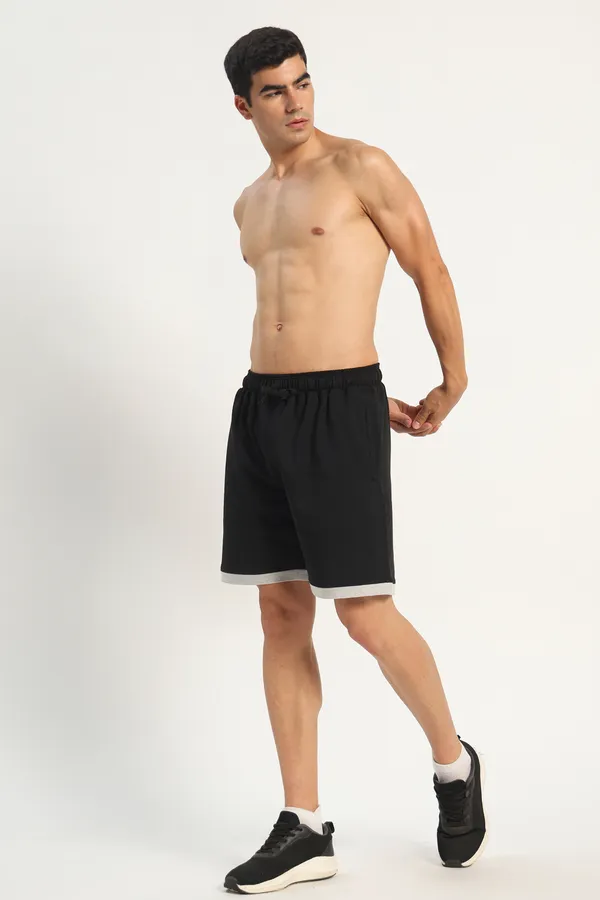HYPE_BORN_Black_Cotton_Casual_Shorts_with_Contrast_Folded_Hem