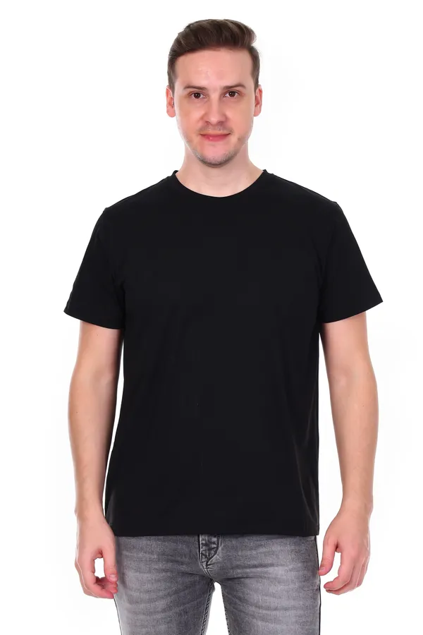 HYPE_BORN_Black_Casual_Solid_Cotton_Round_Neck_T-Shirt