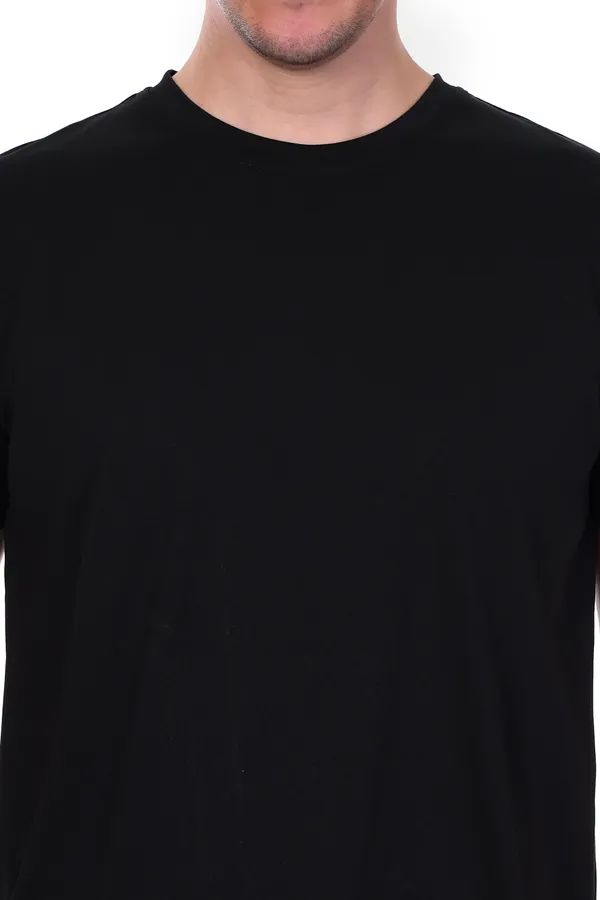 HYPE_BORN_Black_Casual_Solid_Cotton_Round_Neck_T-Shirt