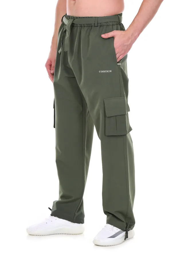 COISTICH_Olive_Urban_Relaxed_Fit_Cargo_Pants_With_Detachable_Belt_&_Adjustable_Anklet