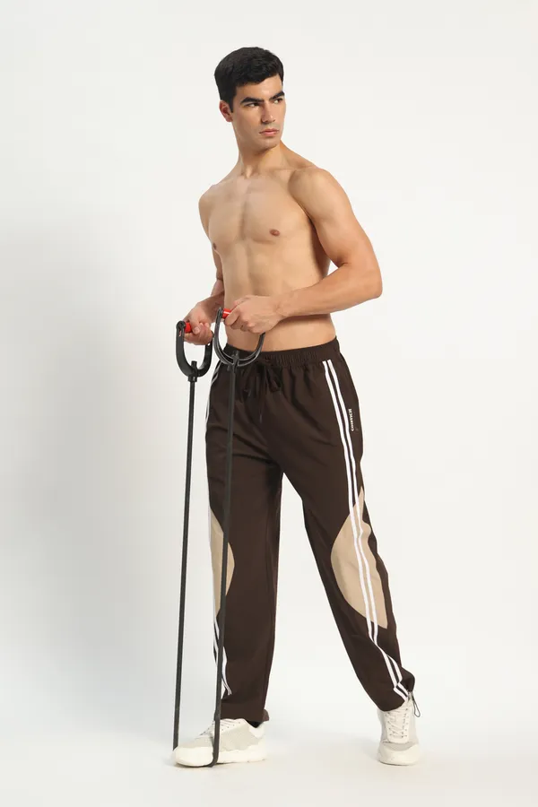 COISTICH_Brown_Color_Block_Track_Pants_with_2_Side_Stripes_&_Adjustable_Anklet_Closure
