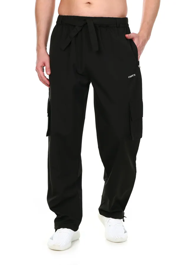 COISTICH_Black_Urban_Relaxed_Fit_Cargo_Pants_With_Detachable_Belt_&_Adjustable_Anklet