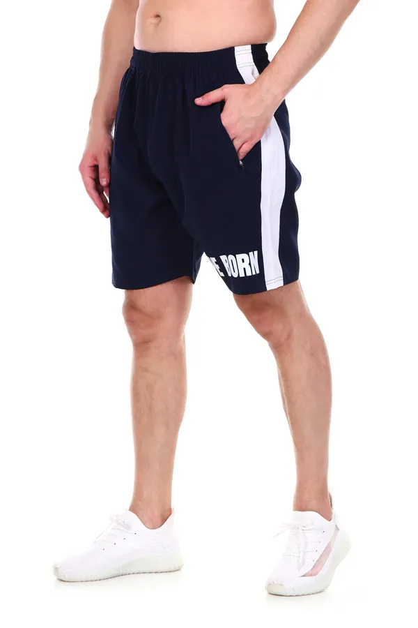 HYPE_BORN_Navy_&_White_Typography_Printed_On_Hem_Light_Weight_Shorts_with_Side_Stripe