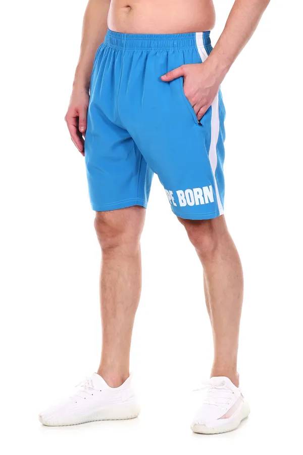 HYPE_BORN_Sky_Blue_&_White_Typography_Printed_On_Hem_Light_Weight_Shorts_with_Side_Stripe