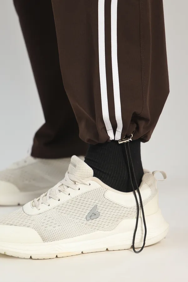 COISTICH_Brown_Color_Block_Track_Pants_with_2_Side_Stripes_&_Adjustable_Anklet_Closure