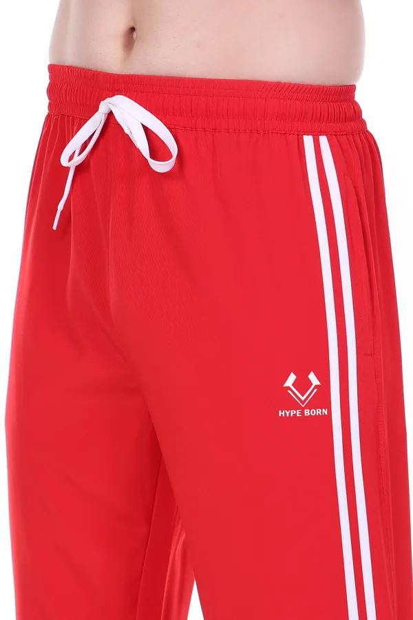 HYPE_BORN_Red_&_White_Lightweight_Regular_Fit_Track_Pants_with_Side_Stripes_&_Drawstring_Waist