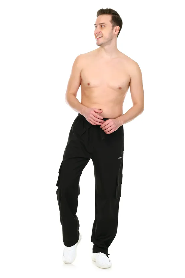 COISTICH_Black_Urban_Relaxed_Fit_Cargo_Pants_With_Detachable_Belt_&_Adjustable_Anklet