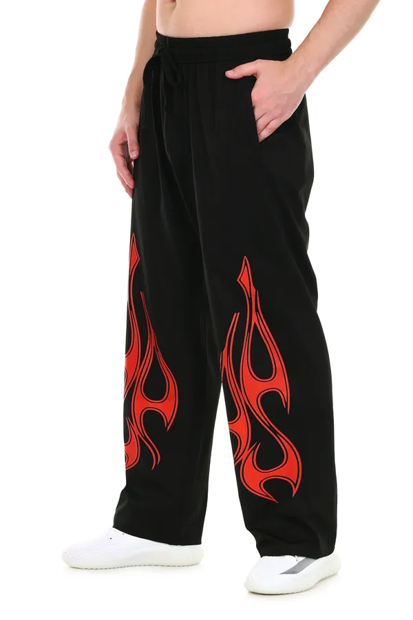 HYPE_BORN_Black_Loose_Fit_Jogger_With_Red_Flame