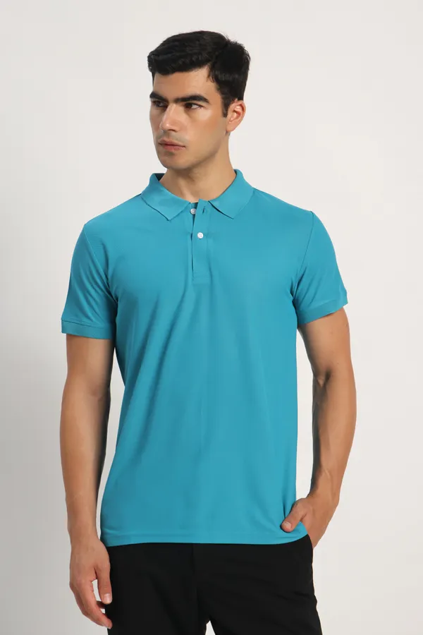 HYPE_BORN_Aqua_Blue_Solid_Regular_Fit_Polo_T-Shirt