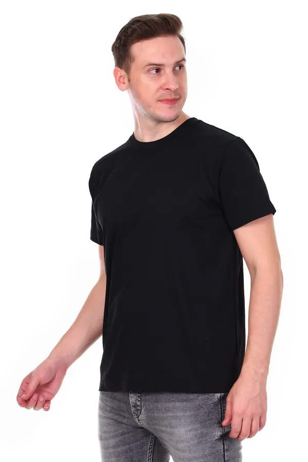 HYPE_BORN_Black_Casual_Solid_Cotton_Round_Neck_T-Shirt