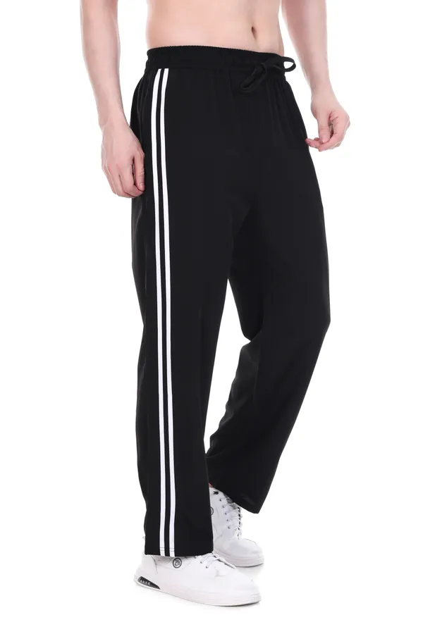 HYPE_BORN_Black_&_White_Lightweight_Regular_Fit_Track_Pants_with_Side_Stripes_&_Drawstring_Waist