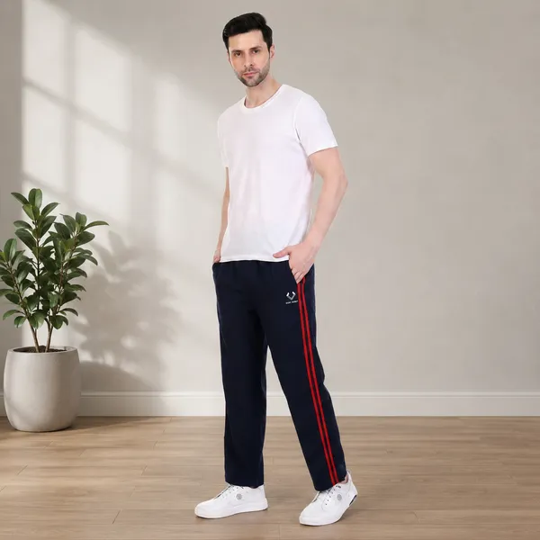 HYPE_BORN_Navy_Blue_&_Red_Lightweight__Regular_Fit_Track_Pants_with_Side_Stripes_&_Drawstring_Waist