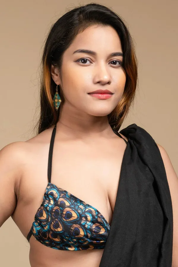 Printed_Satin_Women'S_Backless_Blouse_With_Halter_Neck_Design,_Non-Padded_For_Beach_&_Party
