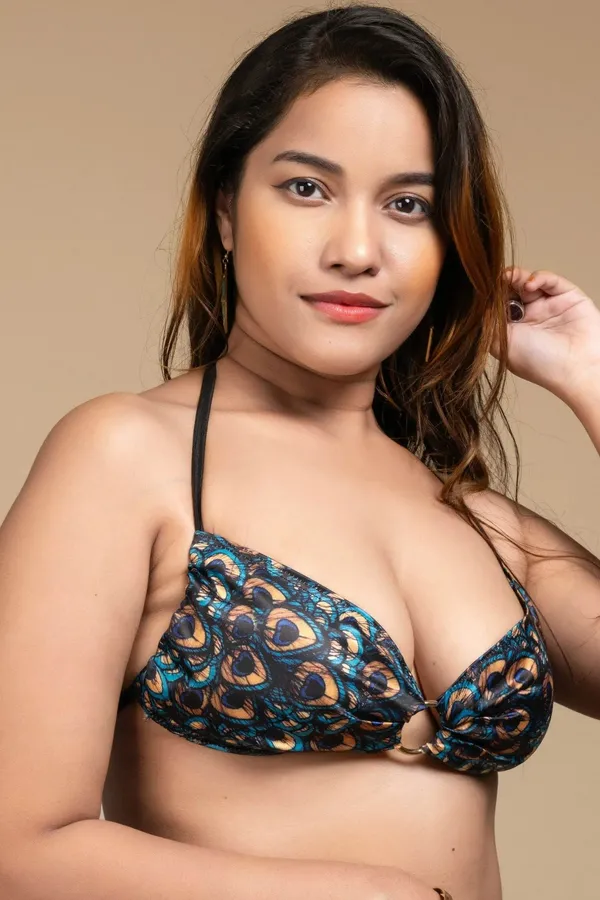 Printed_Satin_Women'S_Backless_Blouse_With_Halter_Neck_Design,_Non-Padded_For_Beach_&_Party