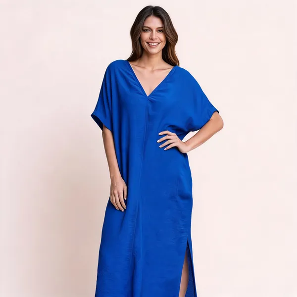 Royal_Blue_Linen_Relaxed_Fit_V-Neck_Maxi_Dress_For_Women