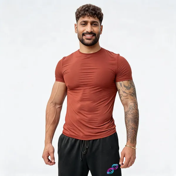 Rust_Orange_Compression_Fit_Gym_T-Shirt_For_Men