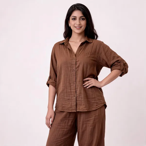 Brown_Linen_Relaxed_Fit_Shirt_And_Palazzo_Co-Ord_Set_For_Women
