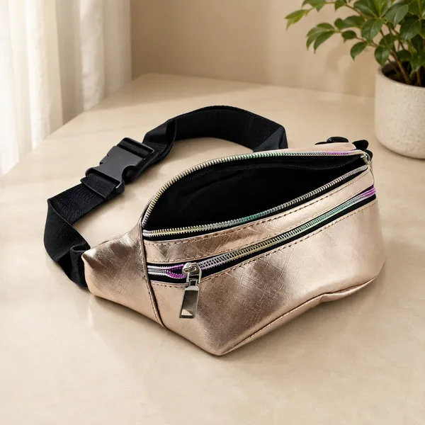 Metallic_Gold_Faux_Leather_Fanny_Pack_With_Adjustable_Strap