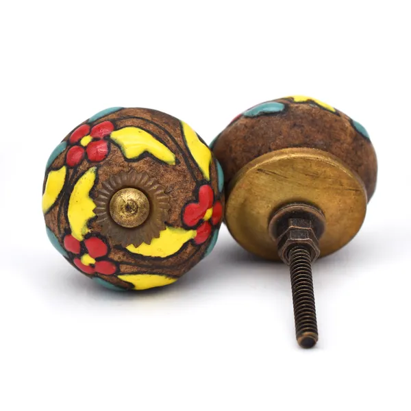 Ceramic_Bohemian_Hand_Painted_Floral_Brown_Door_Knobs