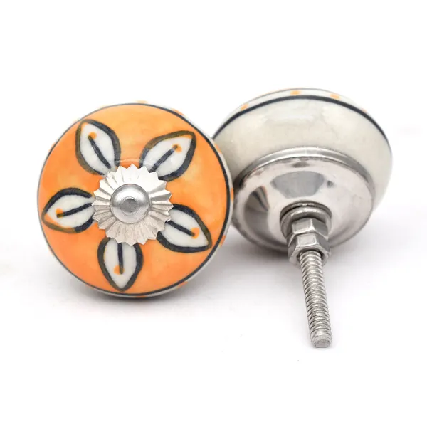 Ceramic_Traditional_Floral_Orange_Door_Knobs