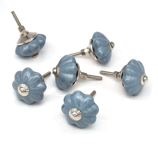 Ceramic_Vintage_Grey_Ribbed_Melon_Shaped_Cabinet_Knobs