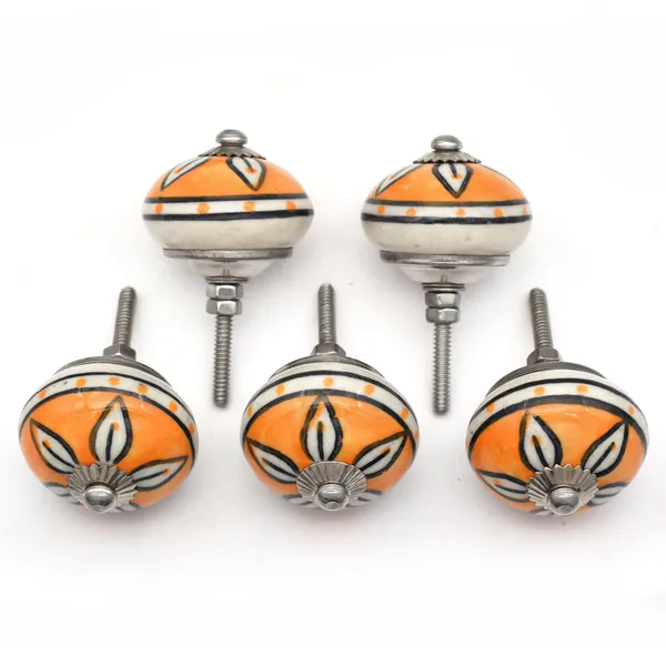 Ceramic_Traditional_Floral_Orange_Door_Knobs