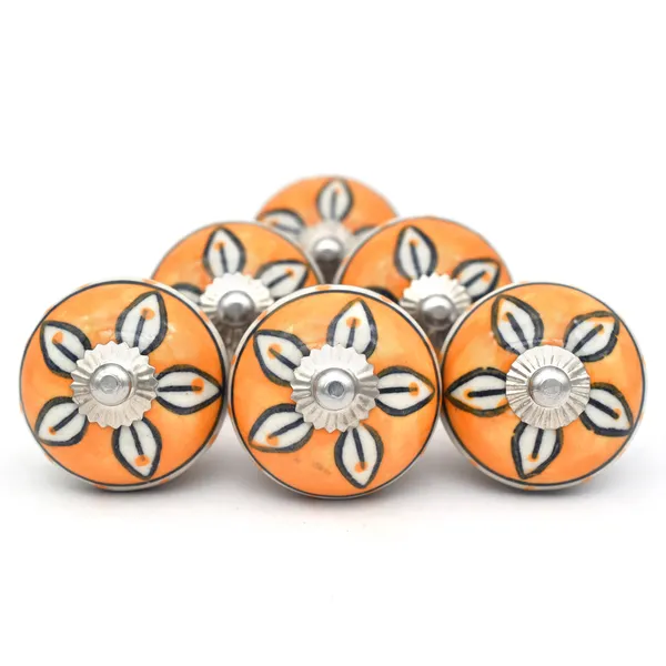 Ceramic_Traditional_Floral_Orange_Door_Knobs