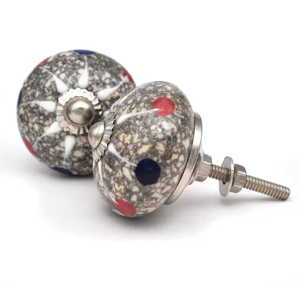 Ceramic_Vintage_Speckled_Grey_Red_Blue_Dome_Drawer_Knobs